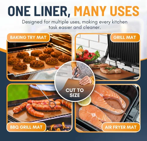 Miniatura 6 de Revestimientos de horno para la parte inferior del horno - Paquete de 2 alfombrillas grandes de servicio pesado, 17"x25" antiadherentes Cobre