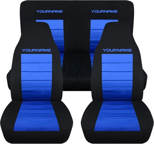 Set completo de fundas para asientos de 2 colores, personalizable con su nombre, en 22 colores diferentes, asiento dividido 50/50, para Ford Mustang