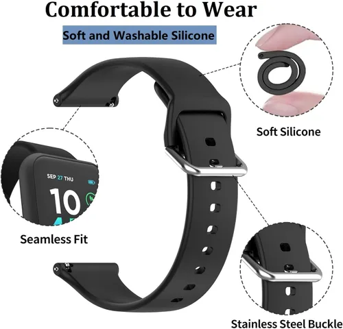 Miniatura 2 de E ECSEM Correas de silicona suaves compatibles con Hwagol G28 y Hwagol G20 Smart Watch Reemplazo de liberación rápida de silicona Wacth Bandas