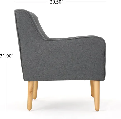 Miniatura 7 de Christopher Knight Home - Sillón de tela Felicity, diseño de mediados de siglo, color carbón