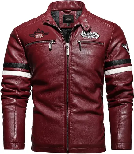 YXYSZZ Chaqueta cortavientos de piel sintética para hombre, abrigo de motociclista