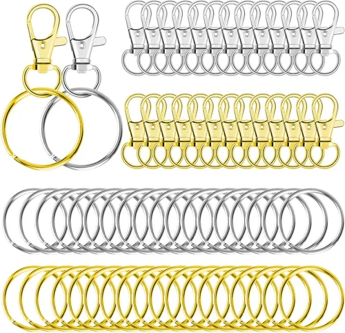 Evatage - 120 ganchos giratorios para llavero, ganchos giratorios de metal con llaveros, ganchos de hardware para llavero, bolso y manualidades