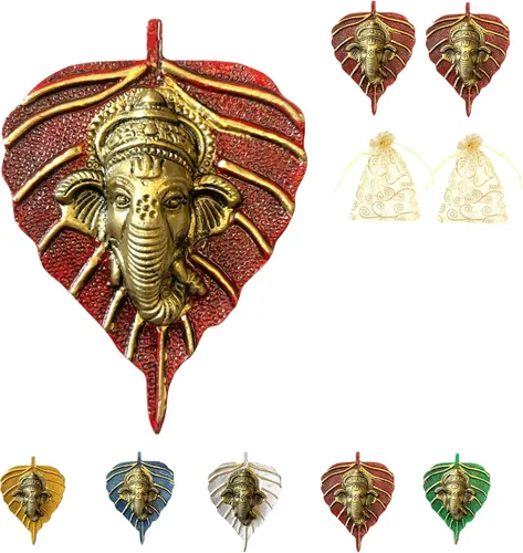 Miniatura 18 de LOVENSPIRE Ganesha de hoja de metal para colgar en la pared, decoración para el hogar, sala de estar, oficina, obra decorativa de arte indio