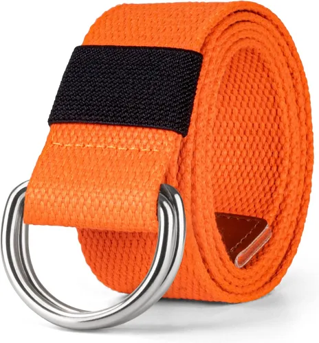 Miniatura 17 de Cinturón para mujeres y hombres de lona con hebilla negra 1 1/2" de ancho extra larga color sólido