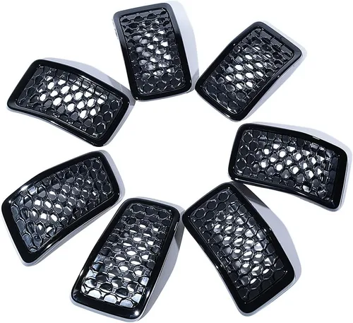 Miniatura 12 de Juego de insertos de rejilla de malla de panal de abeja, color negro, kit de moldura cromada compatible con Jeep Cherokee 2014-2018