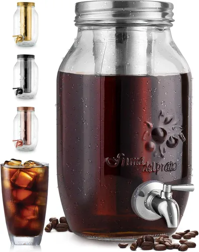 Miniatura 9 de Cafetera de infusiones en frío de 1.5 litros de Zulay Kitchen con jarra de vidrio EXTRA GRUESA y filtro de malla de acero inoxidable, cafetera