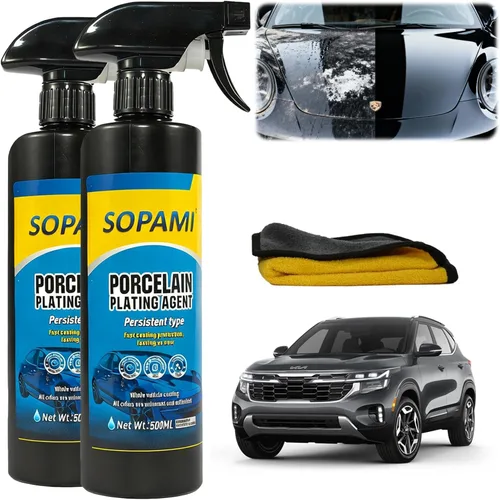 Spray de Recubrimiento para Automóvil, Paquete de 2 SOPAMI 3-en-1 Pulidor de Alto Brillo Removedor de Rayones, Spray de Cera para Automóvil sin Agua