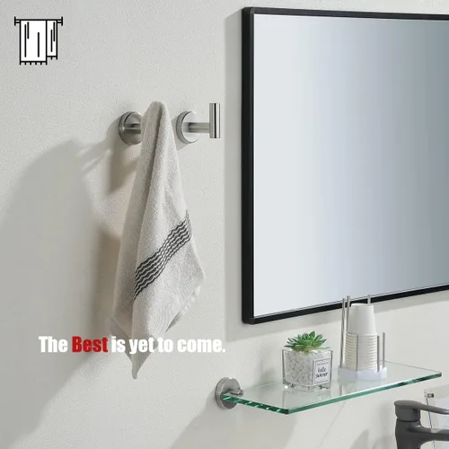 Miniatura 3 de JQK Gancho para toallas de baño cepillado, ganchos de pared para cocina, garaje, SUS 304, acero inoxidable de 0.031 in, 2 unidades de acero