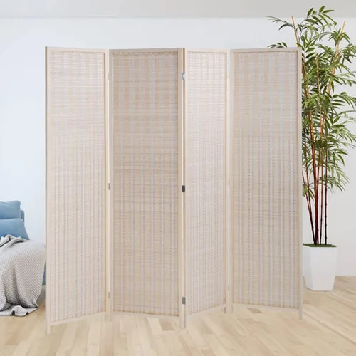 Divisor de habitación de bambú de 6 pies de alto, 4 paneles divisores de habitación y pantallas de privacidad plegables, separación decorativa,