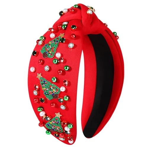 Miniatura 12 de mokkia Diadema de Navidad para Mujeres Accesorios de Navidad Lazo de Navidad Reno Copo de Nieve Diadema Rojo Verde Joyería con Perlas y Pedrería