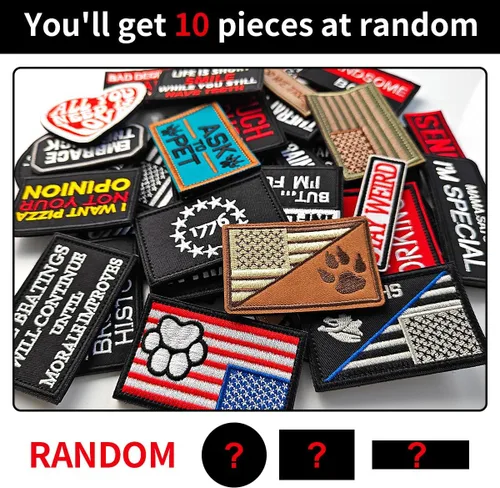 Miniatura 4 de Paquete de 20 parches tácticos de moral al azar, juego de parches tácticos bordados completos, parche moral con gancho y bucle para gorras
