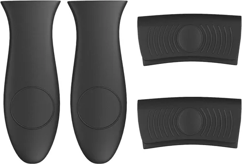 Paquete de 4 soportes de silicona para mango de sartén caliente y soportes para ollas, resistentes al calor, protectores de agarradera de hierro