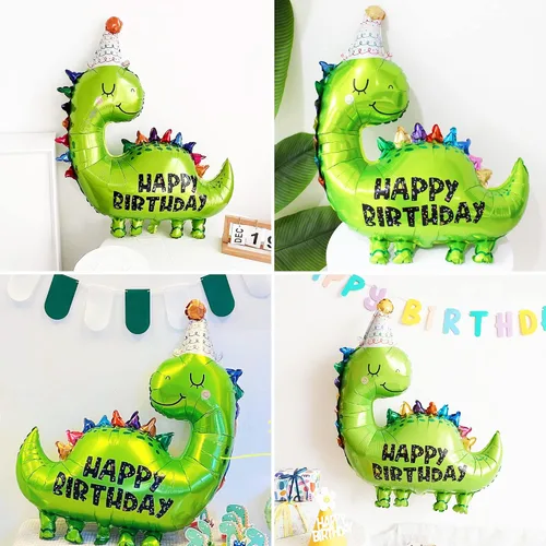 Miniatura 6 de Globos de cumpleaños de dinosaurio número 2, globo de aluminio de aluminio con el número 2 para fiestas temáticas de dinosaurios, decoración