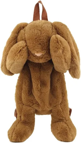 Miniatura 2 de Kmiunty Linda mochila de peluche con correas ajustables para niñas, Marrón, Viajar