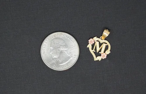 Miniatura 2 de Colgante de corazón de dos tonos de 10 quilates para mujer en oro amarillo y rosa