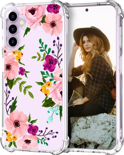 Miniatura 163 de Hungo Funda compatible con Samsung Galaxy S23 con diseño floral y bonito diseño transparente, femenino para mujeres y niñas, con hermoso clavel