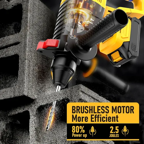 Miniatura 2 de Taladro de Martillo Giratorio Inalámbrico SDS Compatible con Batería Dewalt 20V (SIN Batería) Motor Sin Escobillas, Embrague de Seguridad, 4