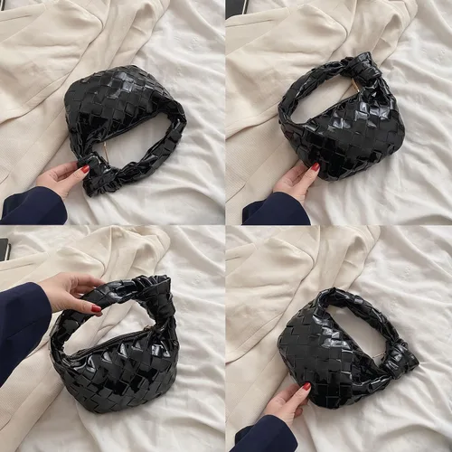 Miniatura 4 de ELDA Bolso de mano anudado para mujer, bolso de mano de moda, bolso de mano de charol, bolso de nube hecho a mano