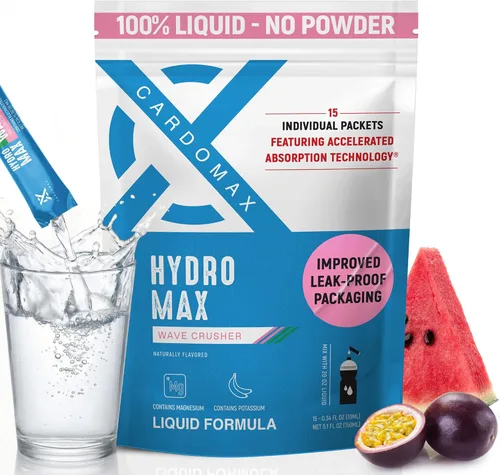 CardoMax Paquetes de hidratación - Hydromax - Paquetes de mezcla de bebidas con electrolitos con sodio, magnesio y potasio - Vegana y apta para