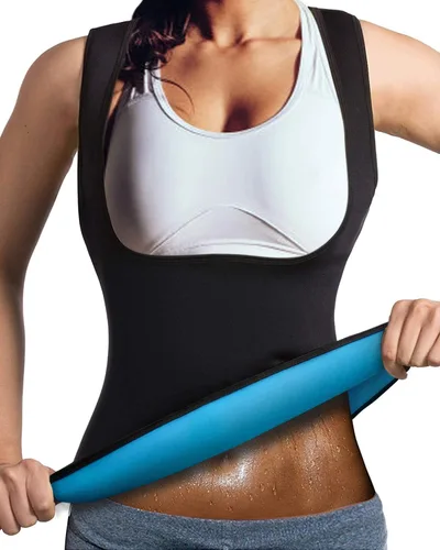 Miniatura 7 de Chaleco de sauna de neopreno para mujer, entrenador de cintura, sudor caliente, corsé delgado con cremallera, camiseta sin mangas para entrenamiento