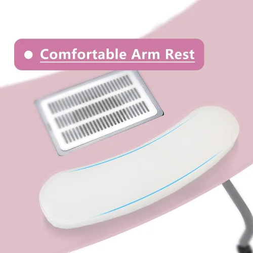 Miniatura 3 de AGESISI Mesa de manicura portátil plegable para uñas con colector de polvo, mesa profesional de tecnología de uñas para técnico, spa, sala de Rosa