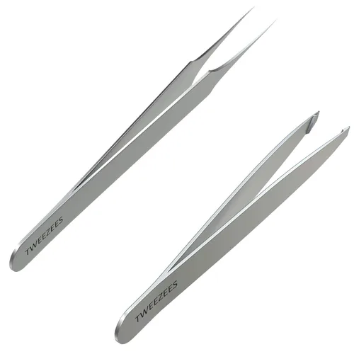 Miniatura 11 de Pinzas de acero inoxidable negras de precisión Punta inclinada profesional y pinzas de punta astilla para cejas Herramienta de eliminación