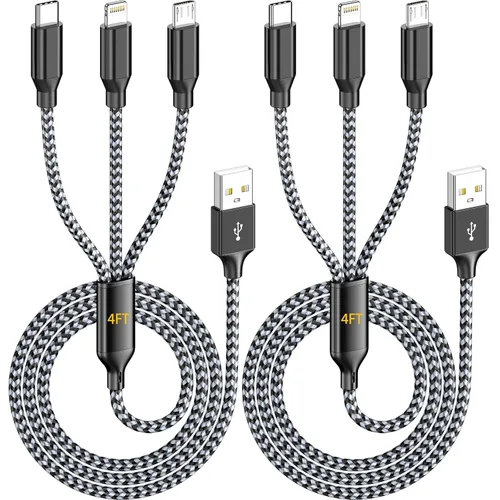 Miniatura 7 de Cable de carga múltiple para cargador de Apple Watch de 6 pies, cable de carga 3 en 1, USB A/C a Lightning tipo C, cable USB C, cable de cargador