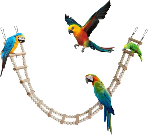 Puente de escalera para pájaros, juguetes de madera para escalada y columpio, accesorios de jaula para pájaros, ratas, loros, hámster, ardilla,