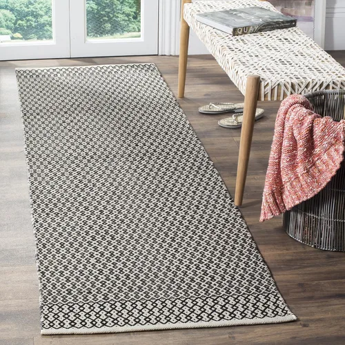 Miniatura 5 de SAFAVIEH Colección Montauk - Alfombra decorativa de 2 pies 3 pulgadas x 4 pies, color marfil y negro, hecha a mano de algodón estilo bohemio rural