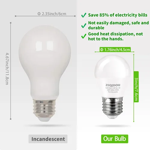 Miniatura 5 de Bombillas LED de bajo vatio, equivalente a 1.5 W, 15 W, bombilla LED A15 de 15 W, bombillas LED A15 de 15 W, blanco suave, 2700 K, baja potencia