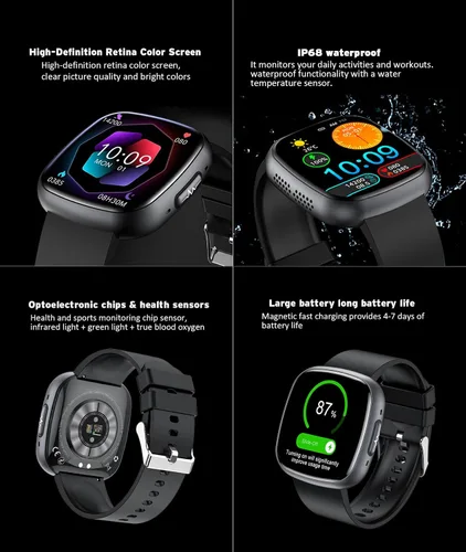 Miniatura 7 de Reloj inteligente avanzado de salud y fitness, pantalla táctil HD de 1.72 pulgadas, reloj inteligente para hombres y mujeres, más de 100 modos