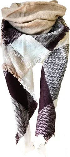 Miniatura 98 de Wander Agio - Bufanda envolvente con diseño a cuadros o triangular para mujer, cálida y larga, de punto, sensación de cachemira, chal
