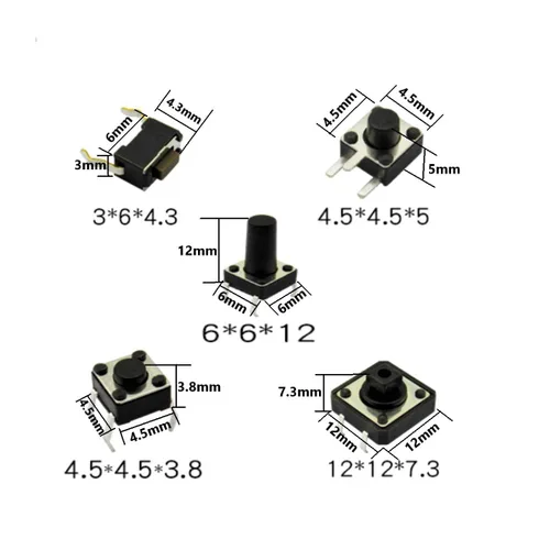 Miniatura 3 de 250pcs 25 valores Interruptor táctil de botón SMD Micro Momentary Tact Switch Surtido Kit