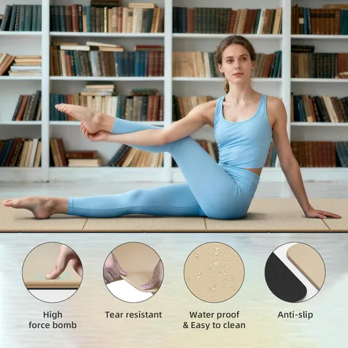 Miniatura 2 de Tapete de yoga plegable de 0.39 pulgadas de grosor, extra grande, material TPE, antideslizante, fácil de llevar, adecuado para entrenamiento