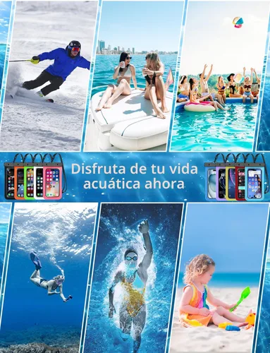 Miniatura 2 de Bolsa impermeable para teléfono, paquete de 2 fundas impermeables para teléfono blanco y negro, bolsa seca para teléfono celular, nivel