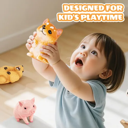 Miniatura 2 de 6 piezas de juguetes de animales para niños pequeños, juguetes sensoriales, lindas figuras de animales de granja, juguetes de mascotas de bolsillo