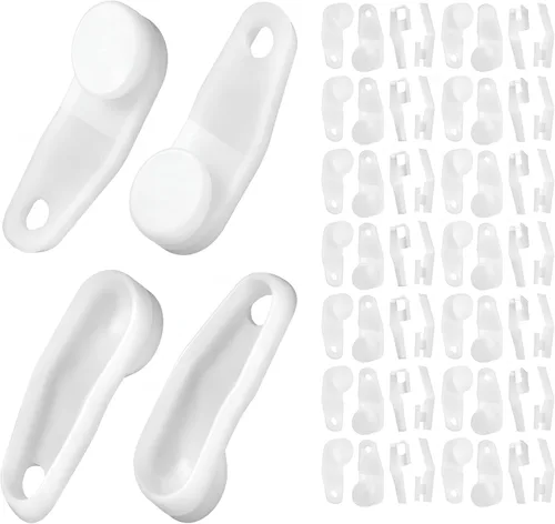 Pangda 50 ganchos deslizantes de cortina de plástico blanco para cortinero, resistentes deslizamientos suaves para ventanas, puertas y duchas