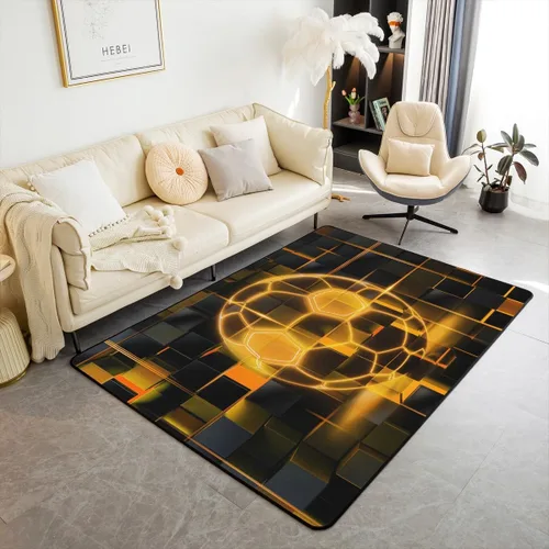 Miniatura 24 de Erosebridal Tapete de fútbol para interiores de 3 x 5 pulgadas, alfombra de fútbol neón para niños, adolescentes, hombres, brillantes, geométricas
