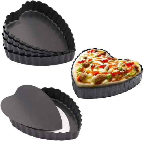 Miniatura 8 de Gutsdoor Paquete de 6 mini moldes para tartas de 4 pulgadas con parte inferior extraíble para quiche, antiadherente, redondo, juego de moldes