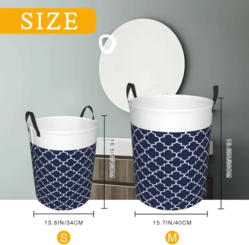 Miniatura 2 de Cesta de lavandería personalizada, bolsa grande para lavandería, bolsa de ropa plegable, alta, impermeable, para viajes, baño, universidad, Azul