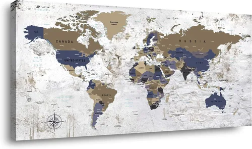 Miniatura 10 de ZEYDRT Lienzo decorativo para pared, mapa de pared, para oficina, sala de estar, decoración del hogar, mapa mundial, lienzo, decoración de pared