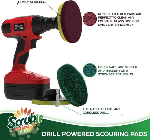 Miniatura 5 de SCRUBIT Cepillo de taladro de limpieza eléctrica – Limpiador de tinas y azulejos de alta resistencia – Kit de cepillo de taladro incluye accesorio