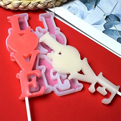 Miniatura 4 de mostsom Moldes de silicona Love para piruletas de chocolate y dulces, molde para fondant de azúcar, paletas, galletas, utensilios para hornear, sin
