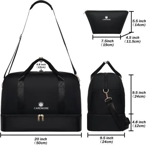 Miniatura 6 de Bolsas de viaje para mujer, bolsas de fin de semana, bolsa de lona para mujer, A-Negro, Simple y a la moda, Beis