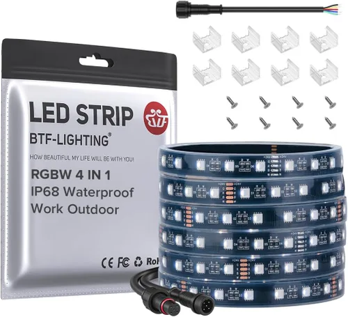 Miniatura 20 de BTF-LIGHTING Tira de luz LED IP68 impermeable para exterior RGBW 5050SMD RGB+Blanco cálido (3000K-3500K) 4 colores en 1 CC12V 16.4 pies 5m 60LED/m
