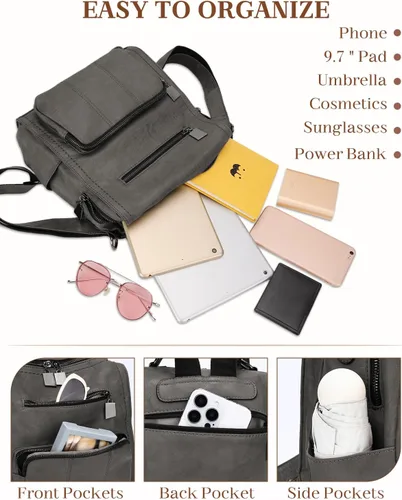 Miniatura 4 de Bolso tipo mochila para mujer, RAVUO de piel sintética, mini mochila de moda para mujer, tres formas de llevar, S