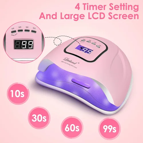 Miniatura 2 de Lámpara de uñas de gel UV, secador de uñas UV de 150 W, luz LED para esmalte de gel, 4 temporizadores, accesorios profesionales para arte de uñas