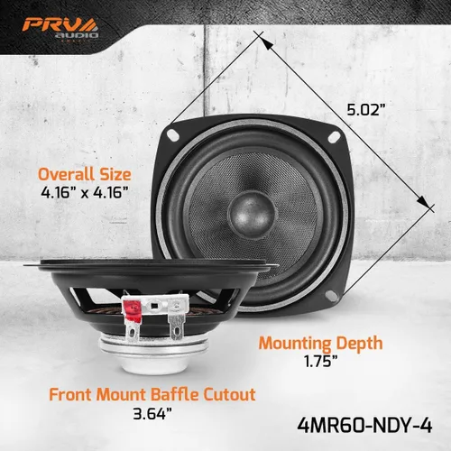 Miniatura 3 de PRV Audio Altavoz de neodimio de rango completo de 4 pulgadas 4MR60-NDY-4 PRO Audio de rango medio - 60 vatios, 4 ohmios - Controlador compacto