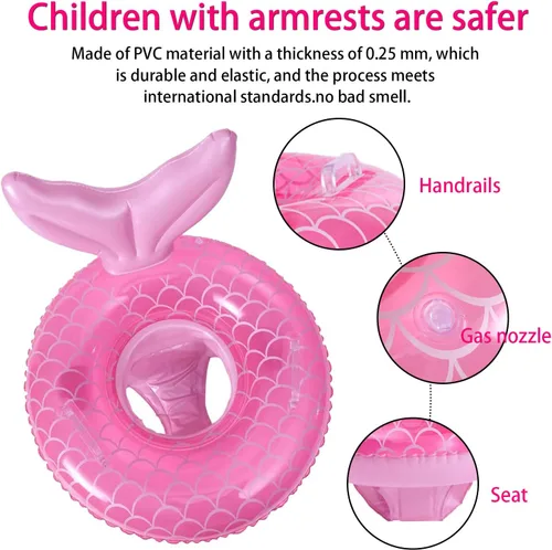 Miniatura 3 de ZEYGLXC Flotadores de piscina para bebés de 6 a 48 meses, anillo inflable de natación con asiento y asa para bebés y niños pequeños, entrenamiento