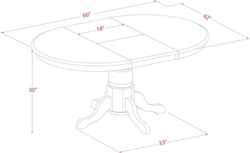 Miniatura 3 de East West Furniture AAVT-BLK-TP mesa de comedor Avon para la cocina - una mesa ovalada de madera maciza con hoja de mariposa y base de pedestal